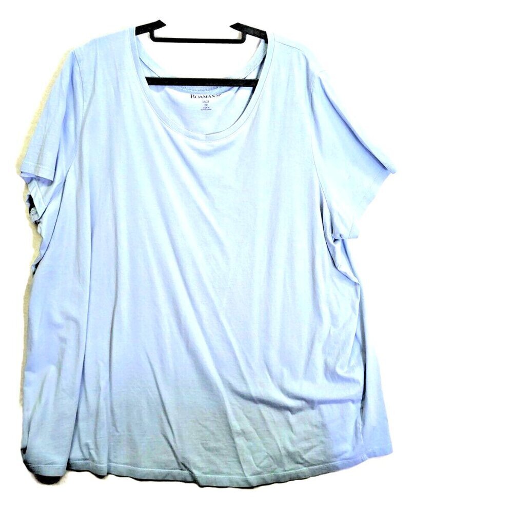 Roamans Plus Size 2X 26 to 28 Shirt Top Tee T Shirt Stretch Cotton Casual Blue